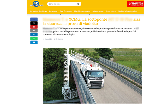 欧洲媒体e-CONSTRUCTION点赞至尊国际桥梁检测车